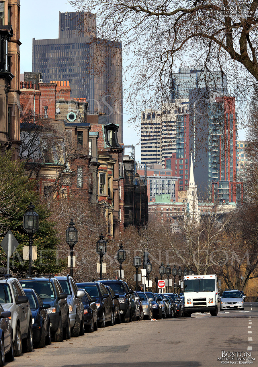 Looking down Commonwealth Avenue in Back Bay