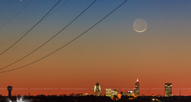 Comet Pan-STARRS with Moon over Raleigh