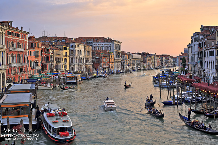 Golden sunset over the Grand Channel in Venice