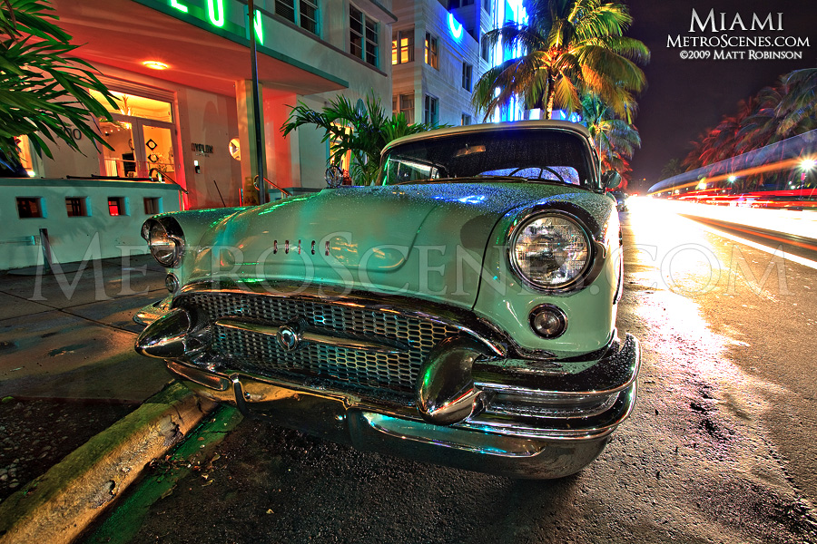 Old Buick Imperial on Ocean Drive in South Beach Miami