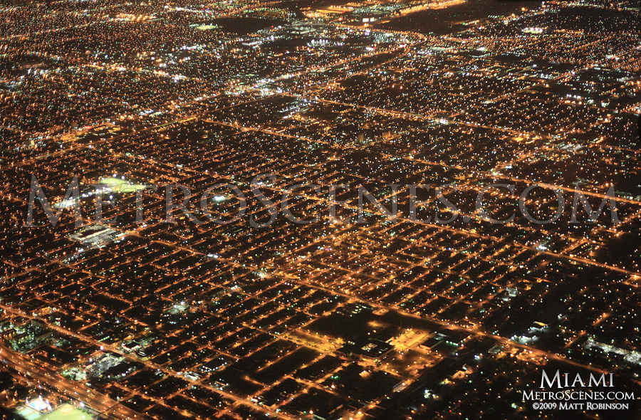 Miami at night from the air