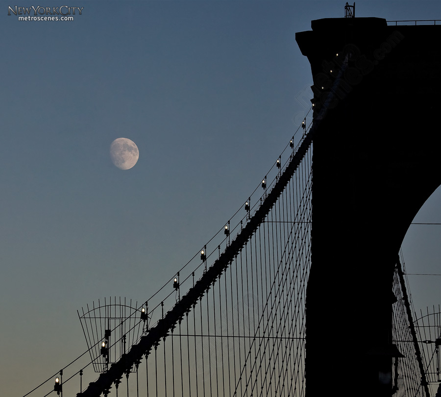 Moon over the Brooklyn Bridge